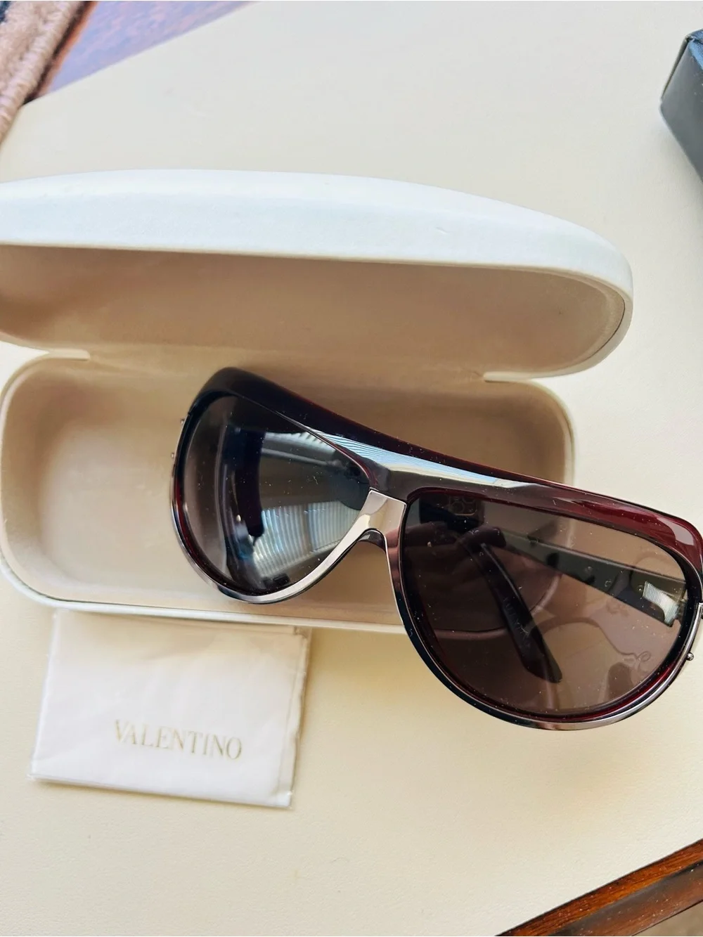 Valentino Men's Brown Gradient Aviator Sunglasses with Silver Bridge.